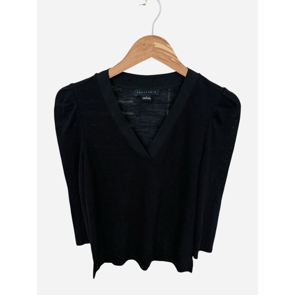 Womens Sanctuary Long Sleeve Black Semi Sheer Top Size S